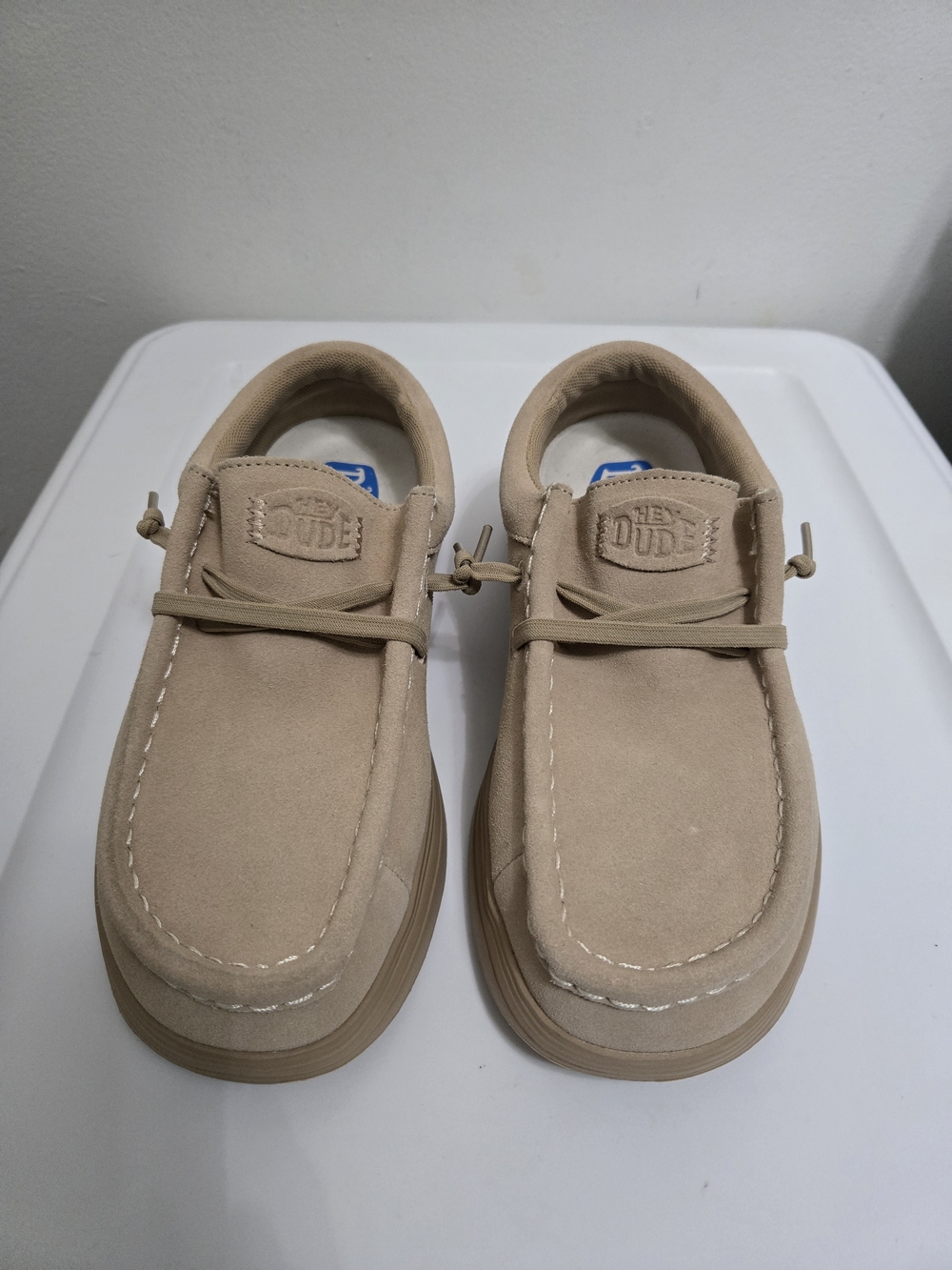 Hey Dude Kids Wally Suede Slip-On Shoes in Beige